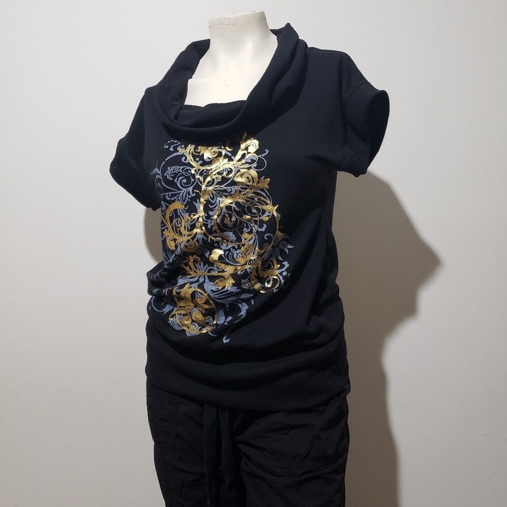 Black cowl neck top size M